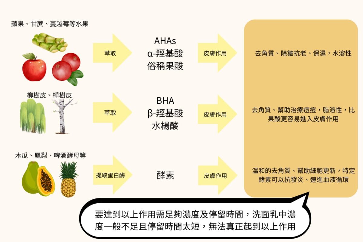 果酸AHA-水楊酸BHA-酵素-差別