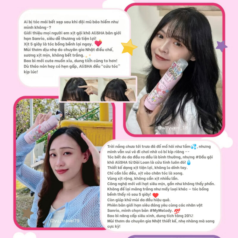AliSHA Dry Shampoo Trải nghiệm người dùng