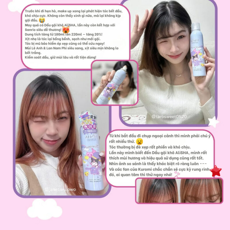 AliSHA Dry Shampoo Trải nghiệm người dùng