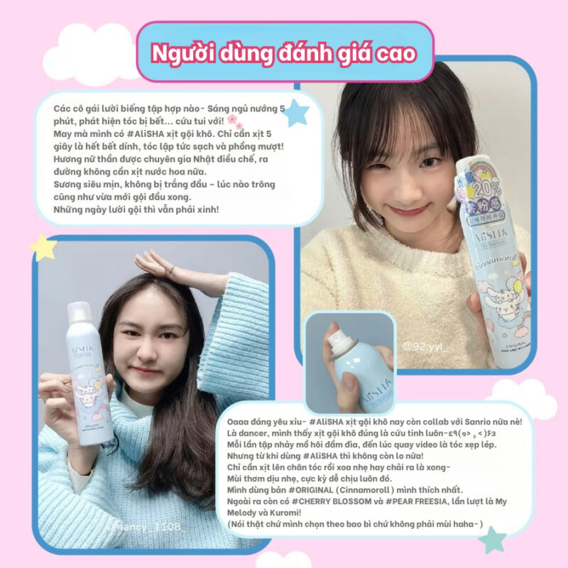 AliSHA Dry Shampoo Trải nghiệm người dùng